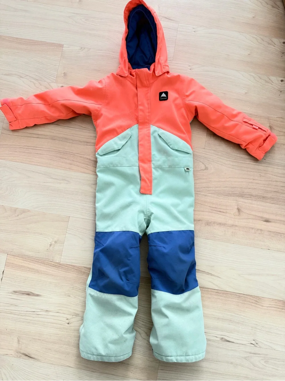Burton Kids Colorblock Snow One-Piece - Coral, Mint & Navy